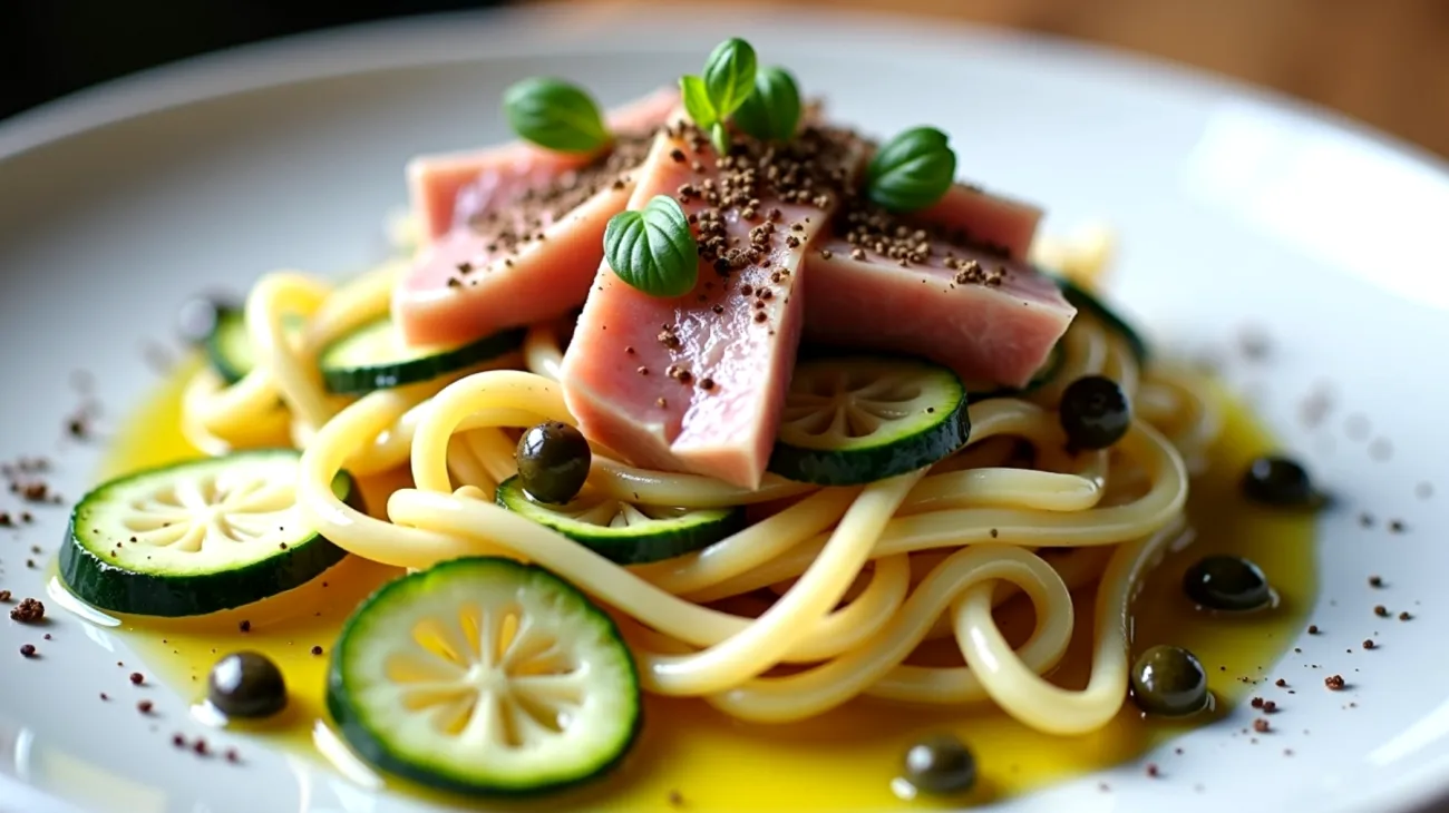tagliatelle ventresca zucchine novelle"